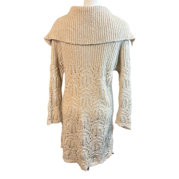 TANDEM Cowl Collar. Cream Cardigan Sweater Virgin Wool Italian Size 42 Medium - Picture 4 of 7